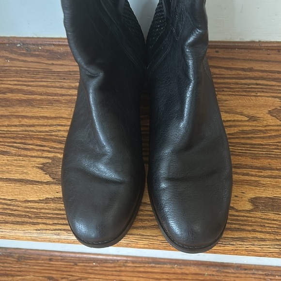 Cole Haan Leather Grand Tall Riding Boots Black Leather/Stretch Woven 7.5 Zip - Picture 8 of 12